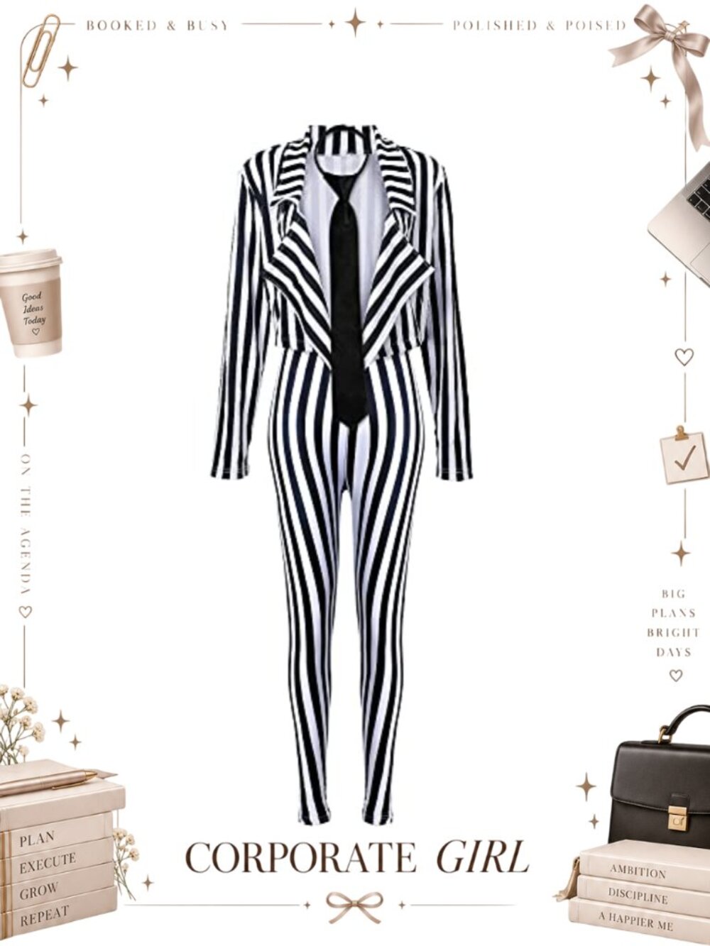 Satin Blazer and Legging Set with Tie Halloween Cosplay Costume